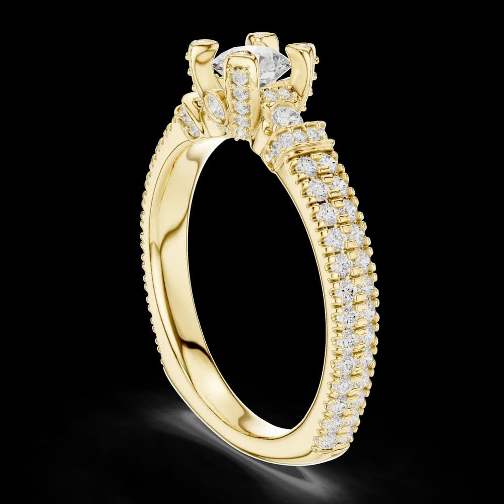 Pave Encrusted Crown Round Lab Grown Diamond Ring - Image 4 Pave Encrusted Crown Round Lab Grown Diamond Ring, view 4 of 6