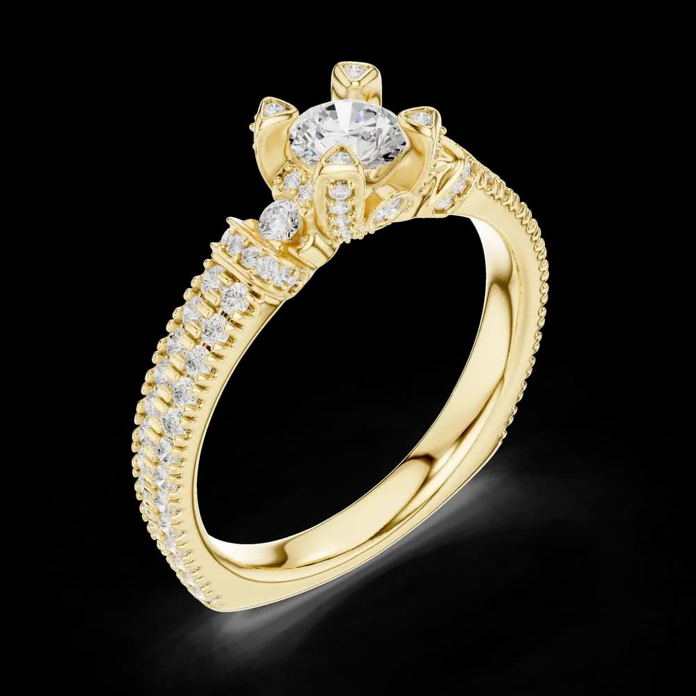 Pave Encrusted Crown Round Lab Grown Diamond Ring - Image 5 Pave Encrusted Crown Round Lab Grown Diamond Ring, view 5 of 6