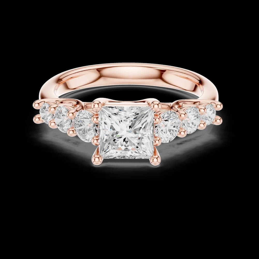 Princess Cut Seven Stone Lab Grown Diamond Ring - Image 1 Princess Cut Seven Stone Lab Grown Diamond Ring, view 1 of 6