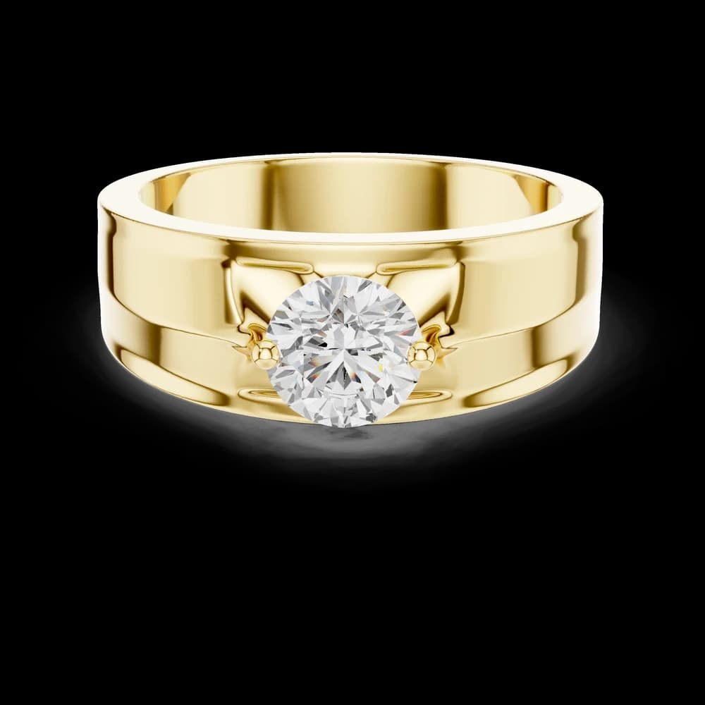 Men's Two-Prong Solitaire Round Cut Gold Band - Image 3 Men's Two-Prong Solitaire Round Cut Gold Band, view 3 of 6
