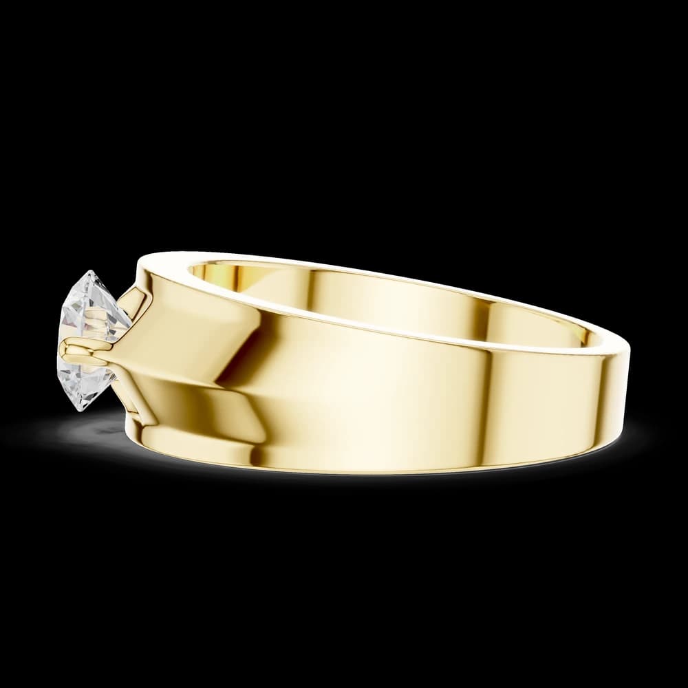 Men's Two-Prong Solitaire Round Cut Gold Band - Image 6 Men's Two-Prong Solitaire Round Cut Gold Band, view 6 of 6