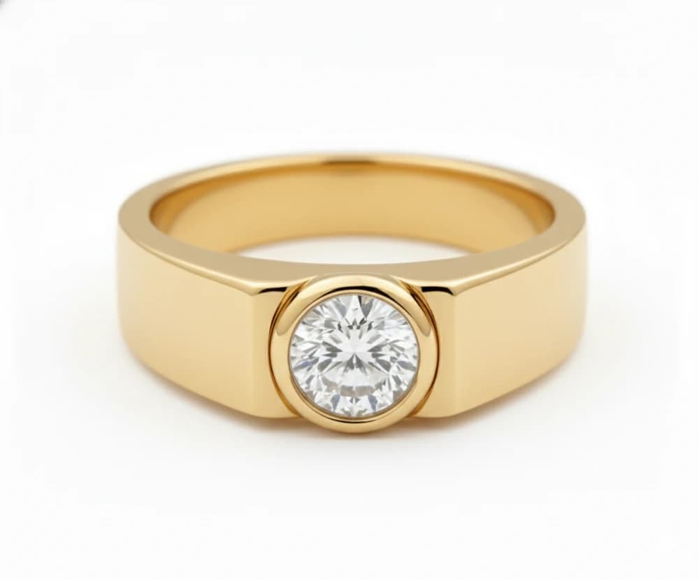 The Lab Grown Diamond Bastion Gold Solitaire Band - Image 1 The Lab Grown Diamond Bastion Gold Solitaire Band, view 1 of 4