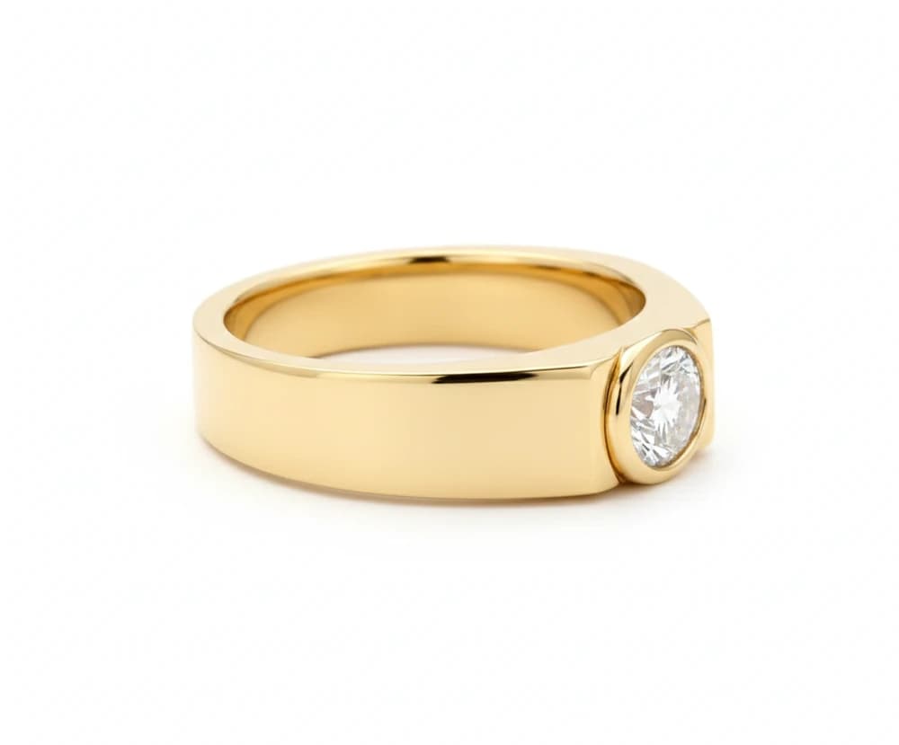 The Lab Grown Diamond Bastion Gold Solitaire Band - Image 4 The Lab Grown Diamond Bastion Gold Solitaire Band, view 4 of 4