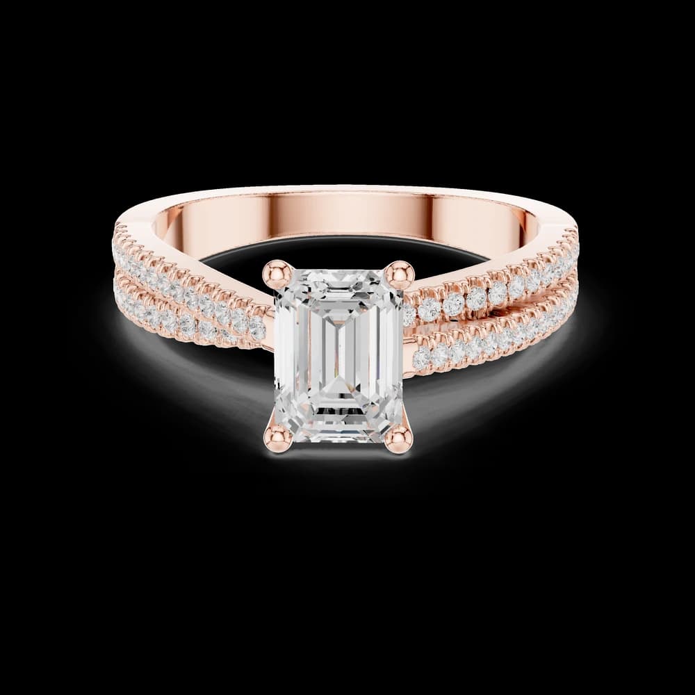 Emerald Cut Double Row Lab Grown Diamond Ring - Image 1 Emerald Cut Double Row Lab Grown Diamond Ring, view 1 of 6