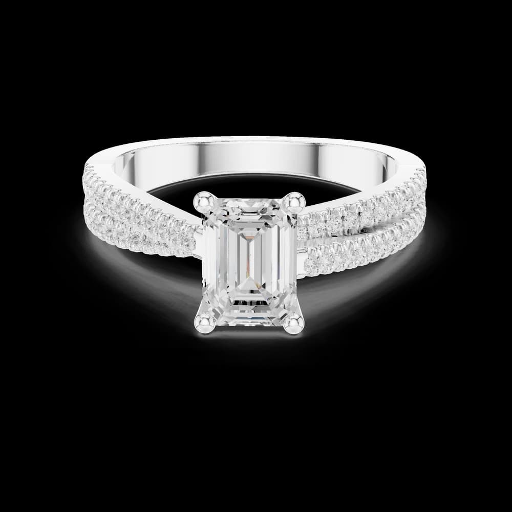 Emerald Cut Double Row Lab Grown Diamond Ring - Image 2 Emerald Cut Double Row Lab Grown Diamond Ring, view 2 of 6