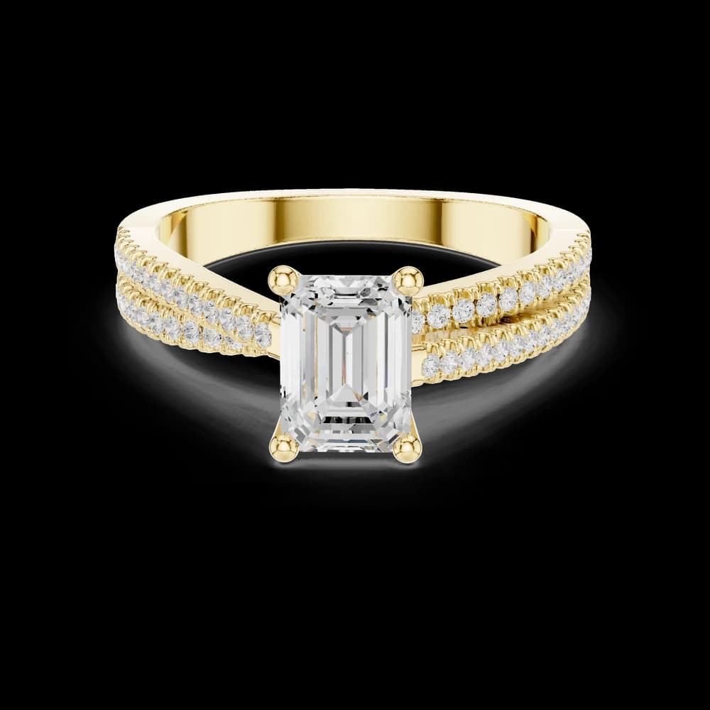 Emerald Cut Double Row Lab Grown Diamond Ring - Image 3 Emerald Cut Double Row Lab Grown Diamond Ring, view 3 of 6