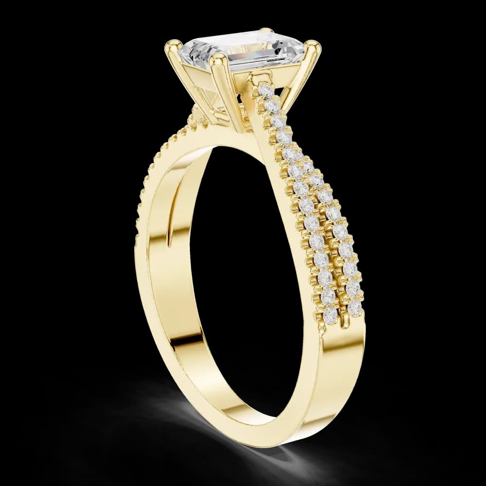 Emerald Cut Double Row Lab Grown Diamond Ring - Image 4 Emerald Cut Double Row Lab Grown Diamond Ring, view 4 of 6