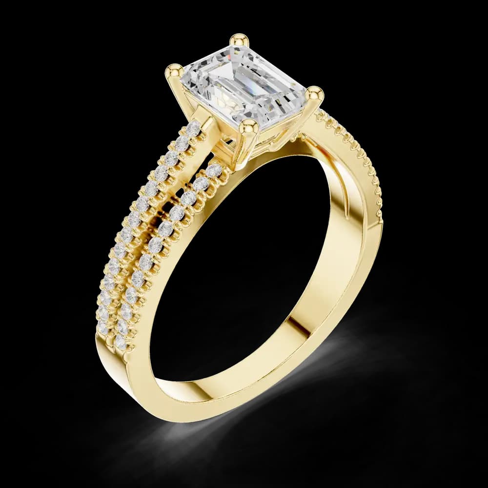 Emerald Cut Double Row Lab Grown Diamond Ring - Image 5 Emerald Cut Double Row Lab Grown Diamond Ring, view 5 of 6