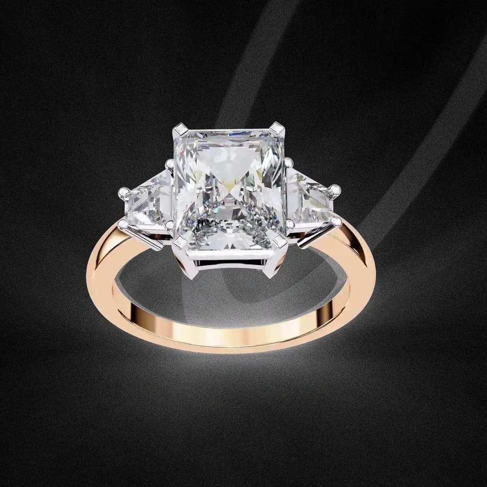 Three-Stone Trellis Setting Lab Grown Diamond Ring - Image 1 Three-Stone Trellis Setting Lab Grown Diamond Ring, view 1 of 6