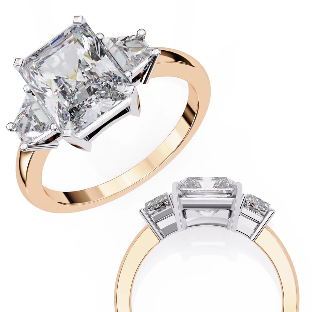 Three-Stone Trellis Setting Lab Grown Diamond Ring - Image 2 Three-Stone Trellis Setting Lab Grown Diamond Ring, view 2 of 6