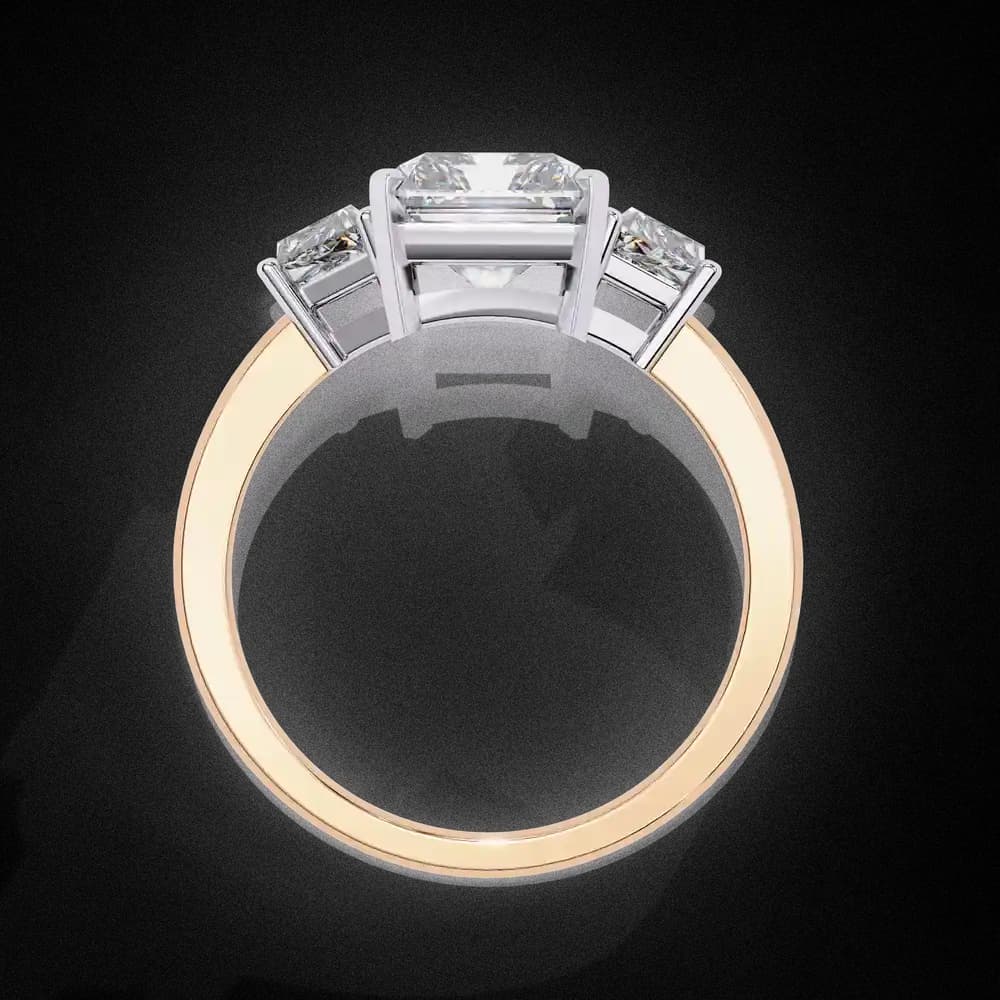 Three-Stone Trellis Setting Lab Grown Diamond Ring - Image 3 Three-Stone Trellis Setting Lab Grown Diamond Ring, view 3 of 6