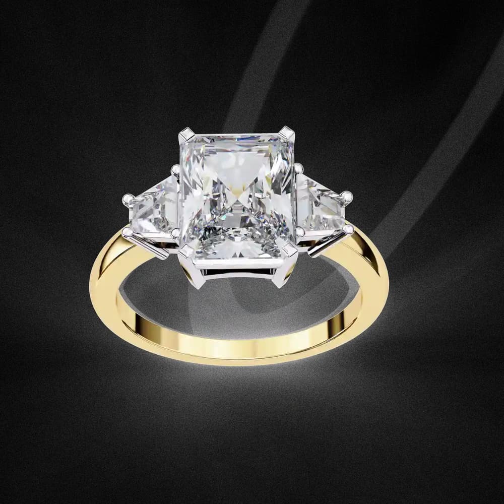 Three-Stone Trellis Setting Lab Grown Diamond Ring - Image 4 Three-Stone Trellis Setting Lab Grown Diamond Ring, view 4 of 6