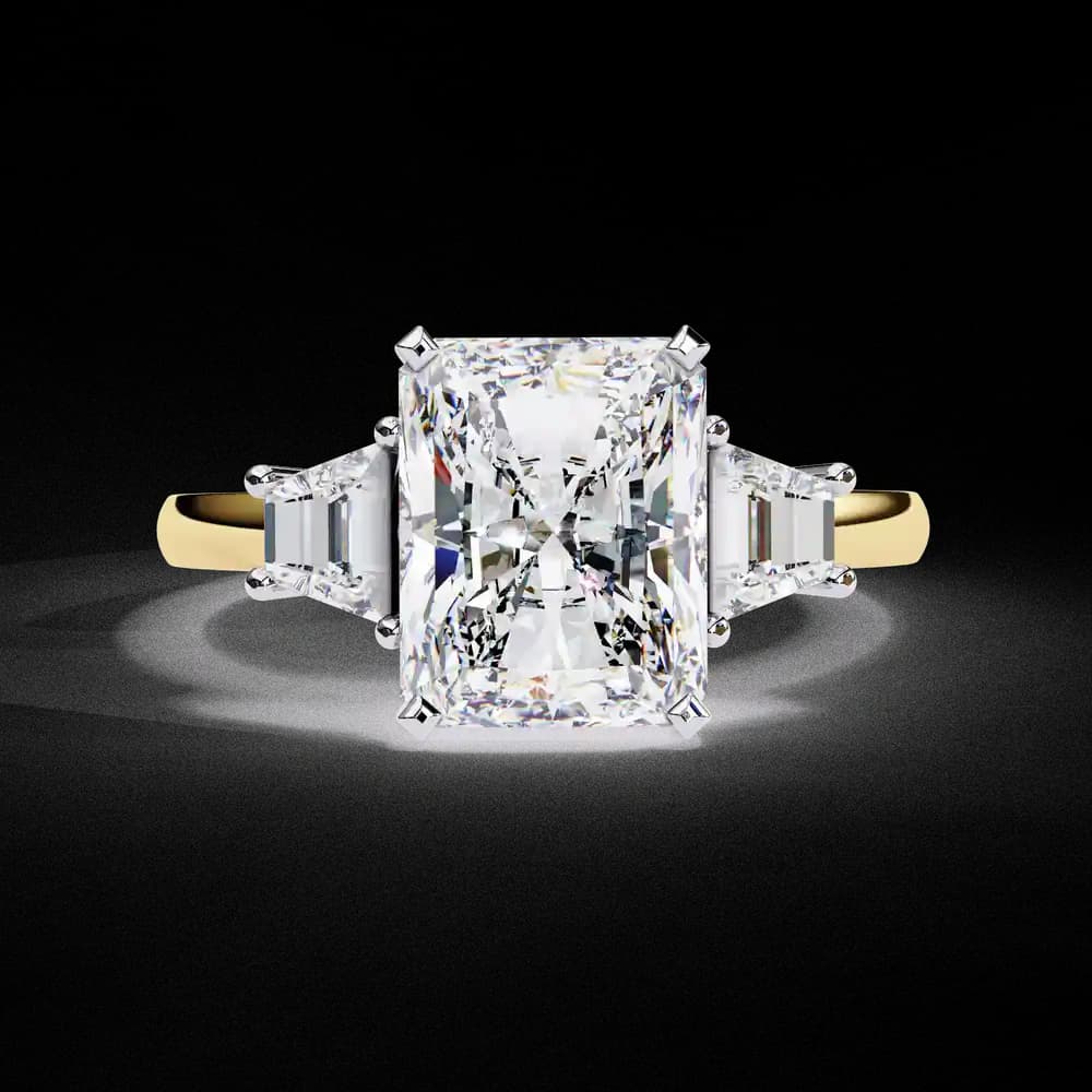 Three-Stone Trellis Setting Lab Grown Diamond Ring - Image 5 Three-Stone Trellis Setting Lab Grown Diamond Ring, view 5 of 6