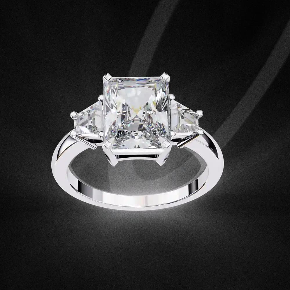 Three-Stone Trellis Setting Lab Grown Diamond Ring - Image 6 Three-Stone Trellis Setting Lab Grown Diamond Ring, view 6 of 6