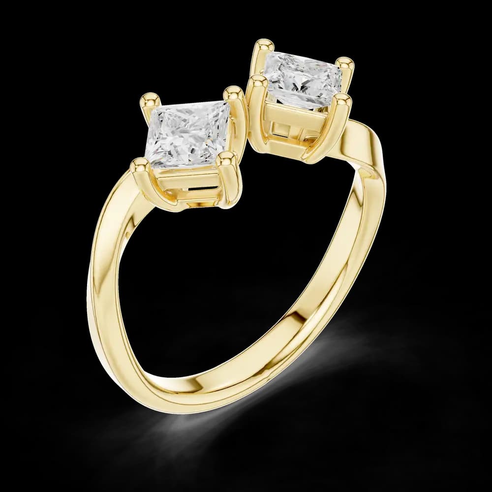 Toi et Moi Princess Cut Lab Grown Diamond Ring - Image 5 Toi et Moi Princess Cut Lab Grown Diamond Ring, view 5 of 6
