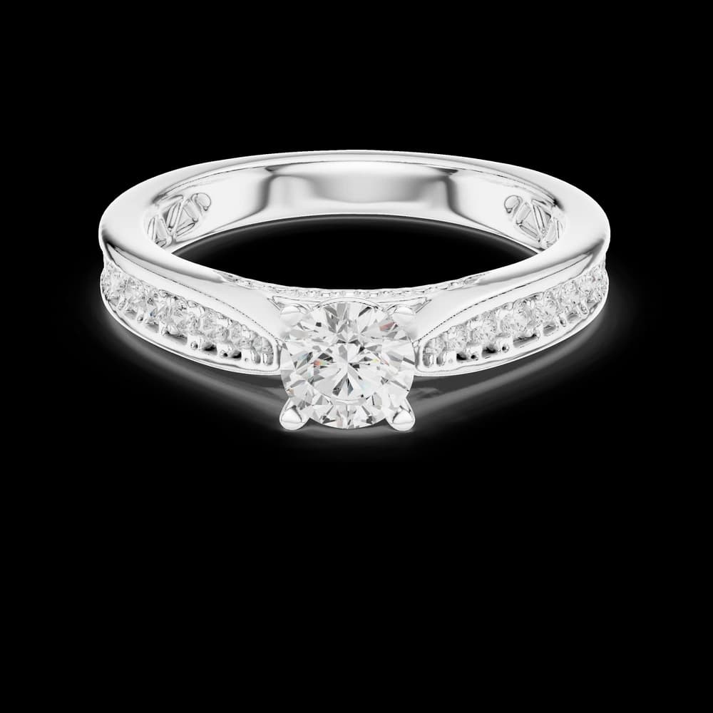 Round Tapered Pavé Lab Grown Diamond Ring - Image 2 Round Tapered Pavé Lab Grown Diamond Ring, view 2 of 6