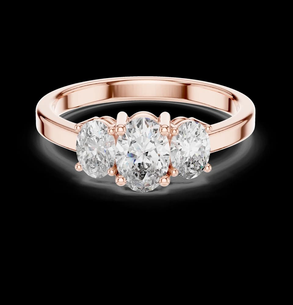 Oval Three Stone Lab Grown Diamond Ring - Image 1 Oval Three Stone Lab Grown Diamond Ring, view 1 of 6