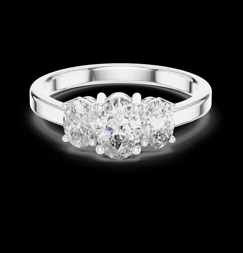 Oval Three Stone Lab Grown Diamond Ring - Image 2 Oval Three Stone Lab Grown Diamond Ring, view 2 of 6