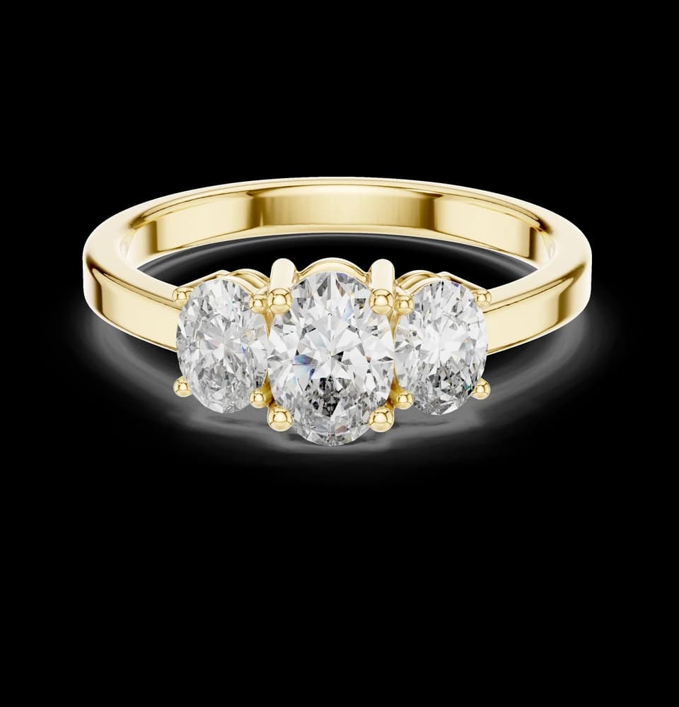 Oval Three Stone Lab Grown Diamond Ring - Image 3 Oval Three Stone Lab Grown Diamond Ring, view 3 of 6