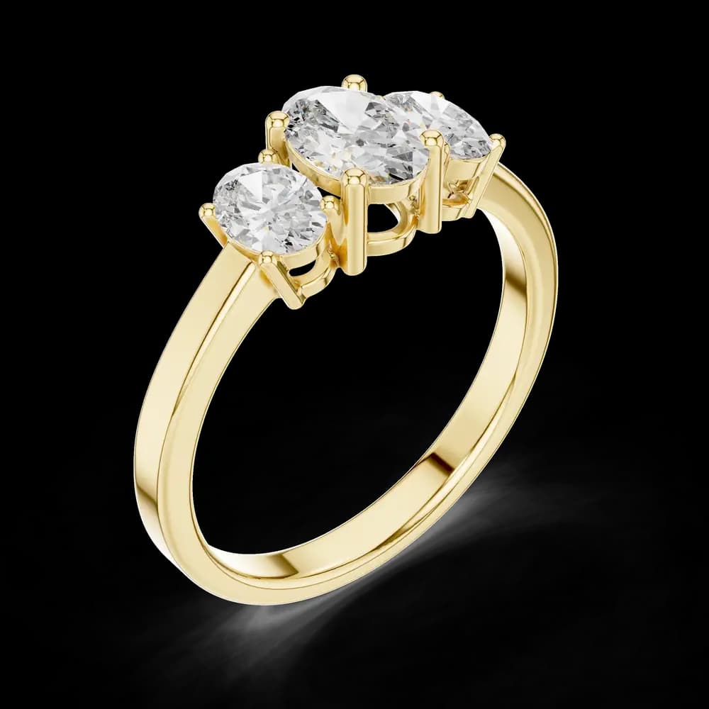 Oval Three Stone Lab Grown Diamond Ring - Image 5 Oval Three Stone Lab Grown Diamond Ring, view 5 of 6