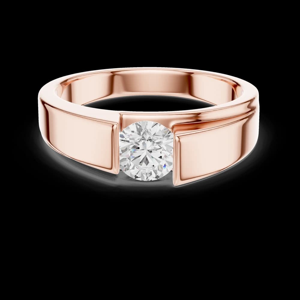 Men's Vertical Semi-Bezel Round Diamond Ring - Image 1 Men's Vertical Semi-Bezel Round Diamond Ring, view 1 of 6