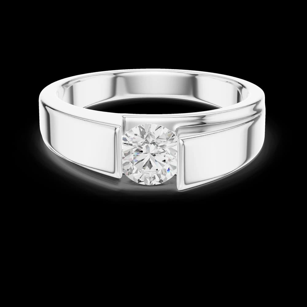 Men's Vertical Semi-Bezel Round Diamond Ring - Image 2 Men's Vertical Semi-Bezel Round Diamond Ring, view 2 of 6