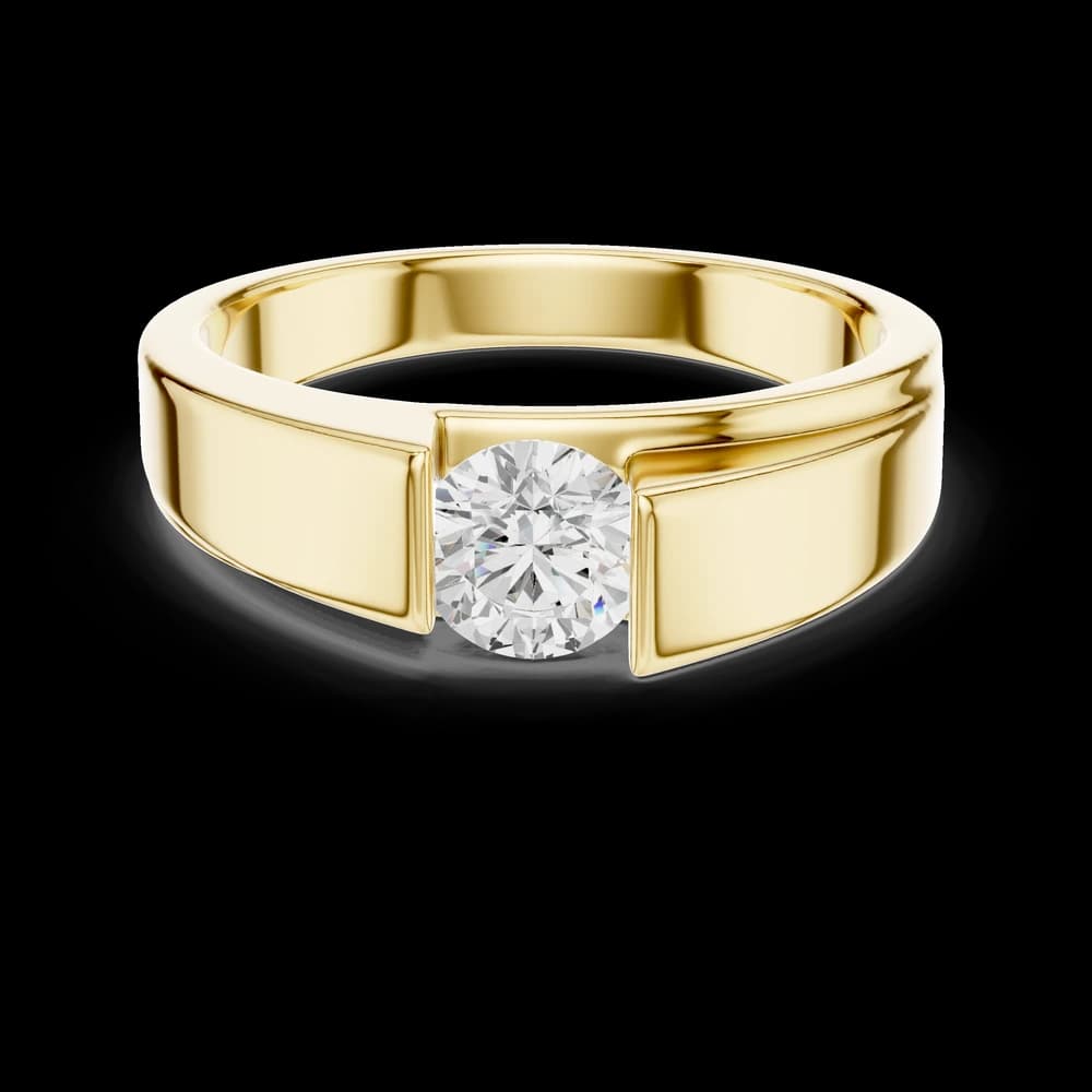 Men's Vertical Semi-Bezel Round Diamond Ring - Image 3 Men's Vertical Semi-Bezel Round Diamond Ring, view 3 of 6