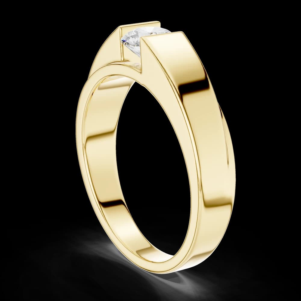 Men's Vertical Semi-Bezel Round Diamond Ring - Image 4 Men's Vertical Semi-Bezel Round Diamond Ring, view 4 of 6
