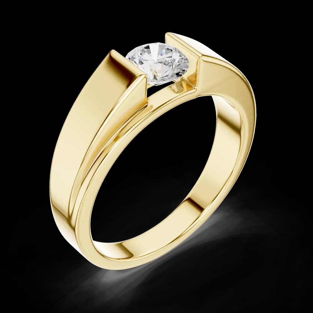 Men's Vertical Semi-Bezel Round Diamond Ring - Image 5 Men's Vertical Semi-Bezel Round Diamond Ring, view 5 of 6