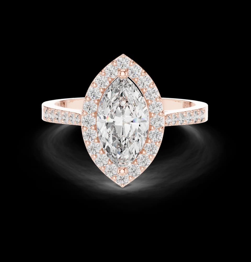 Marquise Halo Pavé Lab Grown Diamond Ring - Image 1 Marquise Halo Pavé Lab Grown Diamond Ring, view 1 of 6