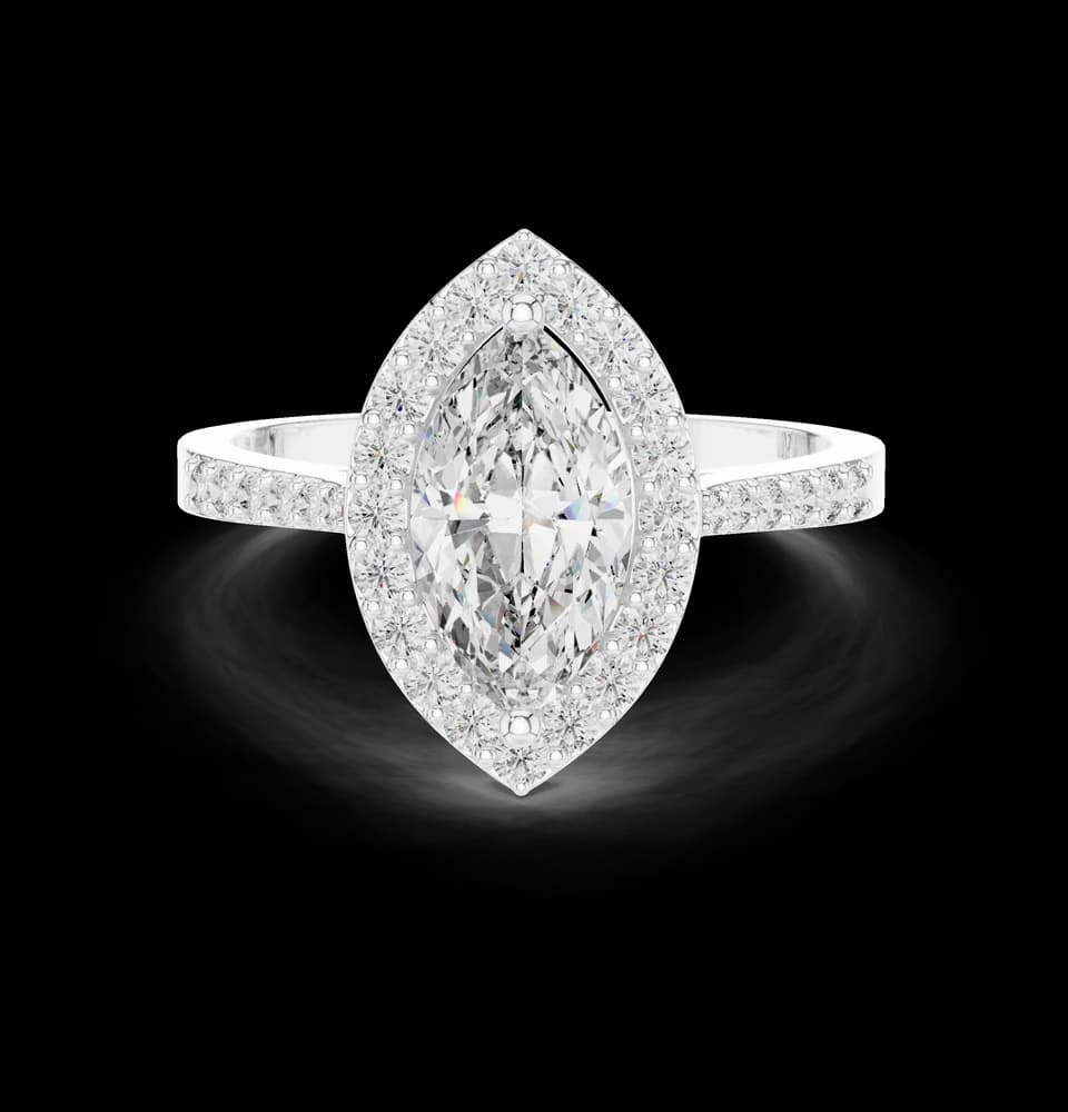 Marquise Halo Pavé Lab Grown Diamond Ring - Image 2 Marquise Halo Pavé Lab Grown Diamond Ring, view 2 of 6