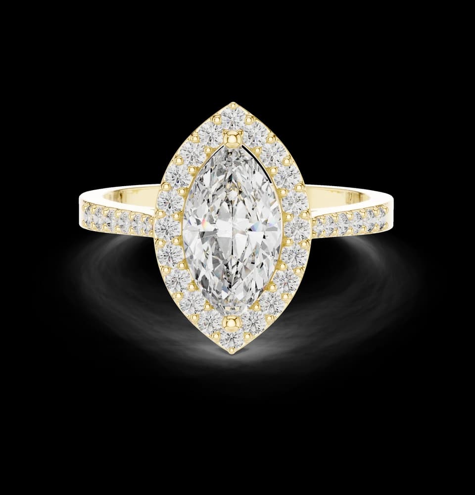 Marquise Halo Pavé Lab Grown Diamond Ring - Image 3 Marquise Halo Pavé Lab Grown Diamond Ring, view 3 of 6