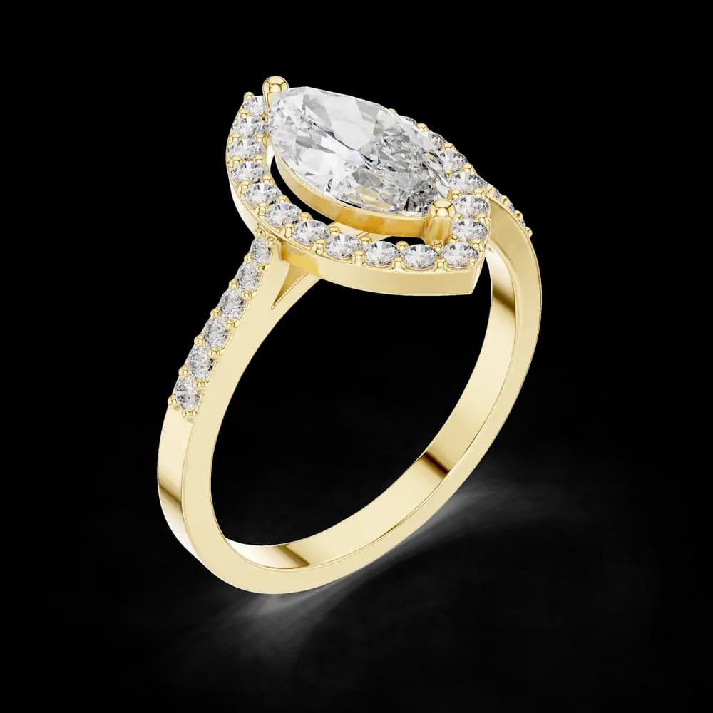 Marquise Halo Pavé Lab Grown Diamond Ring - Image 5 Marquise Halo Pavé Lab Grown Diamond Ring, view 5 of 6