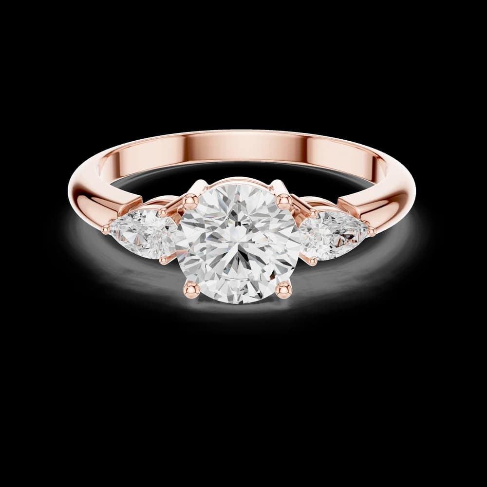 Round Pear Three-Stone Lab Grown Ring - Image 1 Round Pear Three-Stone Lab Grown Ring, view 1 of 6