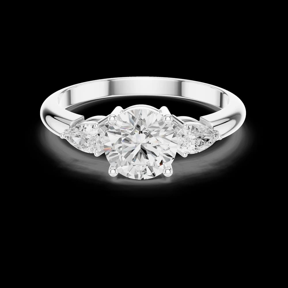 Round Pear Three-Stone Lab Grown Ring - Image 2 Round Pear Three-Stone Lab Grown Ring, view 2 of 6