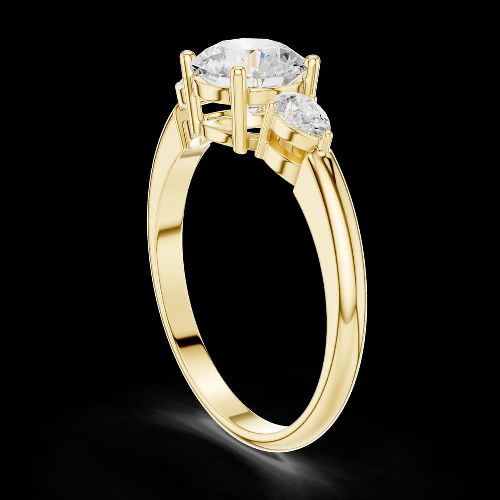 Round Pear Three-Stone Lab Grown Ring - Image 4 Round Pear Three-Stone Lab Grown Ring, view 4 of 6