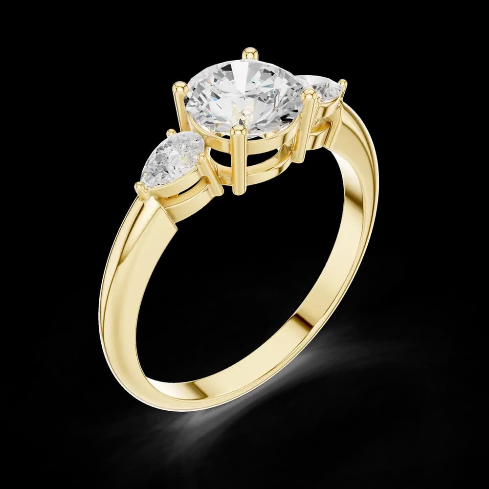 Round Pear Three-Stone Lab Grown Ring - Image 5 Round Pear Three-Stone Lab Grown Ring, view 5 of 6