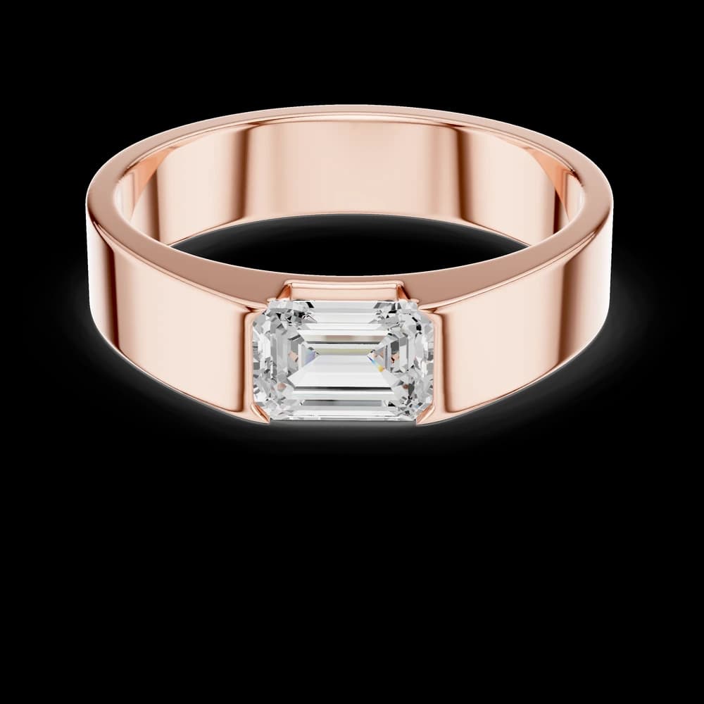 Men's East-West Emerald Cut Solitaire Diamond Ring - Image 1 Men's East-West Emerald Cut Solitaire Diamond Ring, view 1 of 6