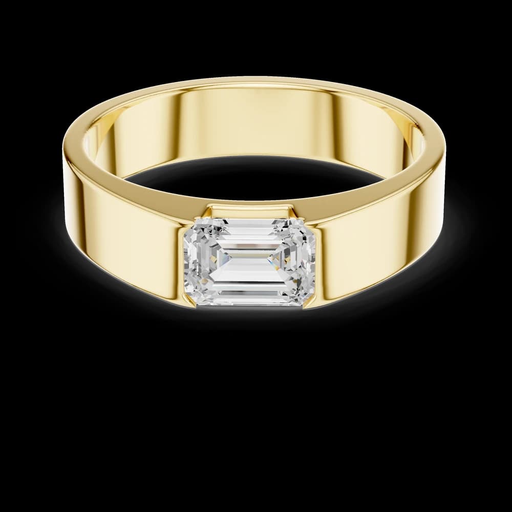 Men's East-West Emerald Cut Solitaire Diamond Ring - Image 3 Men's East-West Emerald Cut Solitaire Diamond Ring, view 3 of 6
