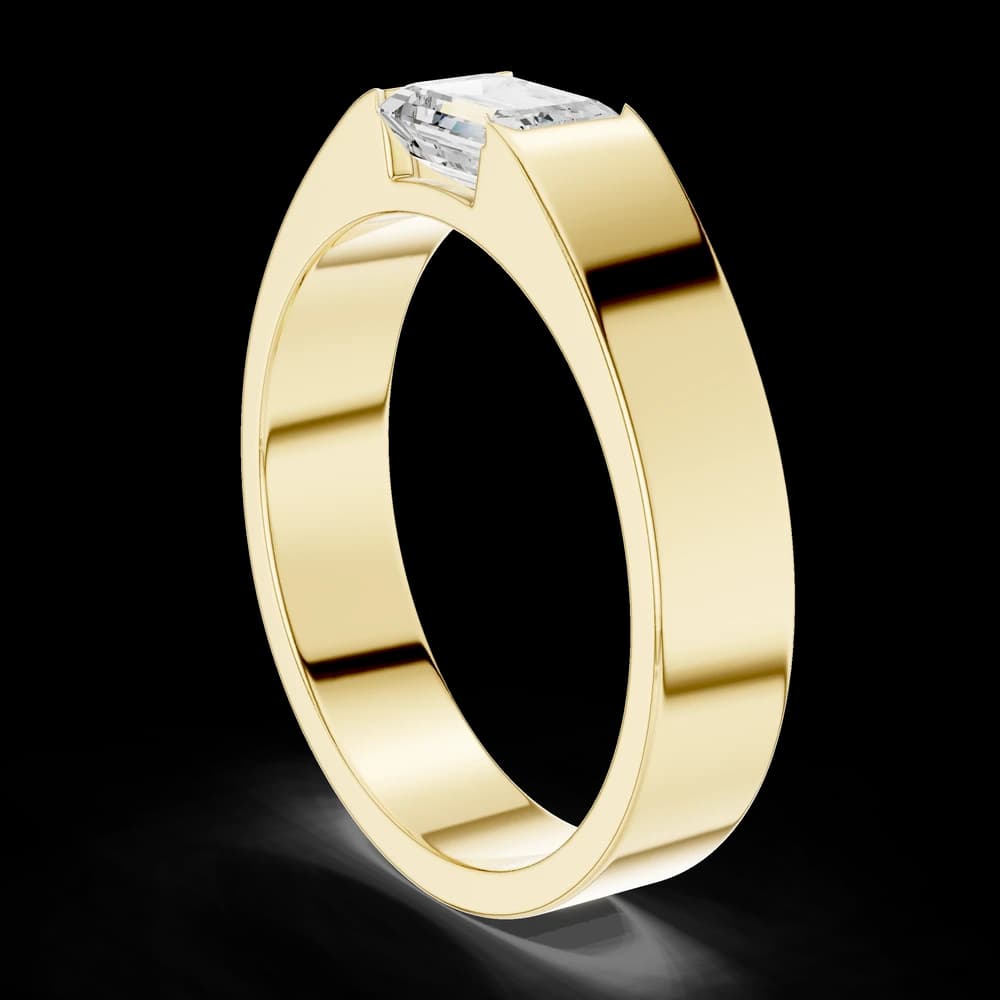 Men's East-West Emerald Cut Solitaire Diamond Ring - Image 4 Men's East-West Emerald Cut Solitaire Diamond Ring, view 4 of 6