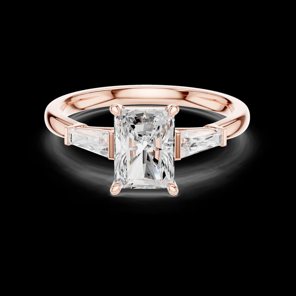 Radiant Cut With Tapered Baguette Lab Grown Diamond Ring - Image 1 Radiant Cut With Tapered Baguette Lab Grown Diamond Ring, view 1 of 6