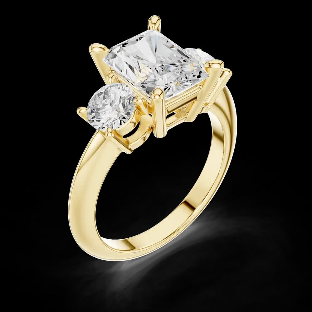 Classic Radiant Trio Lab Grown Diamond Ring - Image 5 Classic Radiant Trio Lab Grown Diamond Ring, view 5 of 6