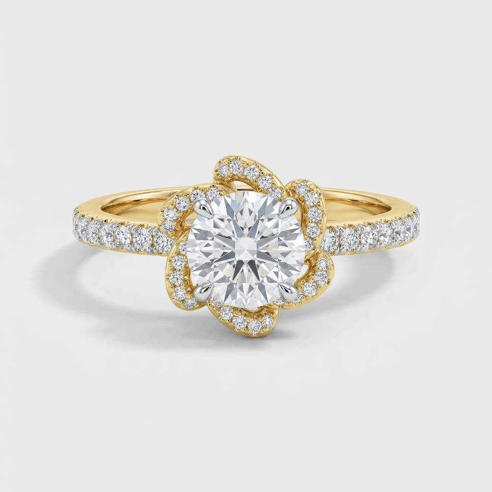 Floral Halo Pave Lab Grown Diamond Ring - Image 1 Floral Halo Pave Lab Grown Diamond Ring, view 1 of 4