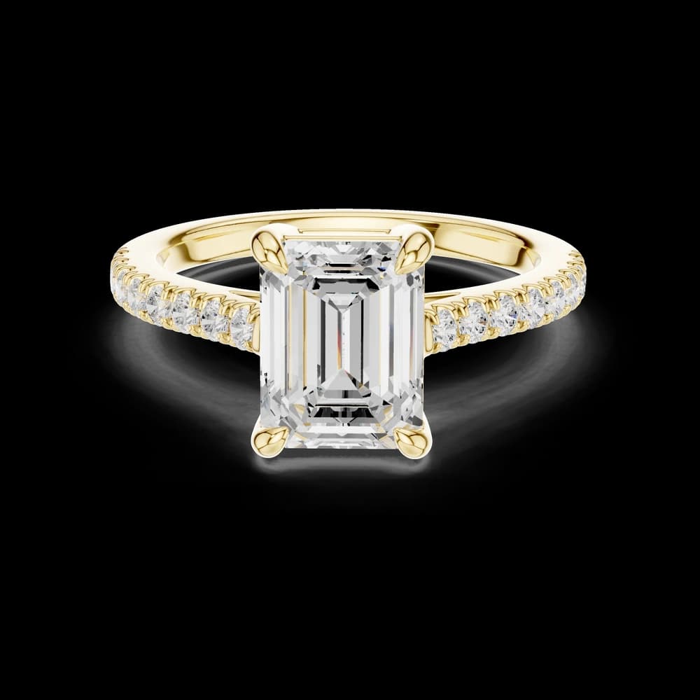Emerald Cut Accent Lab Grown Diamond Ring - Image 3 Emerald Cut Accent Lab Grown Diamond Ring, view 3 of 6