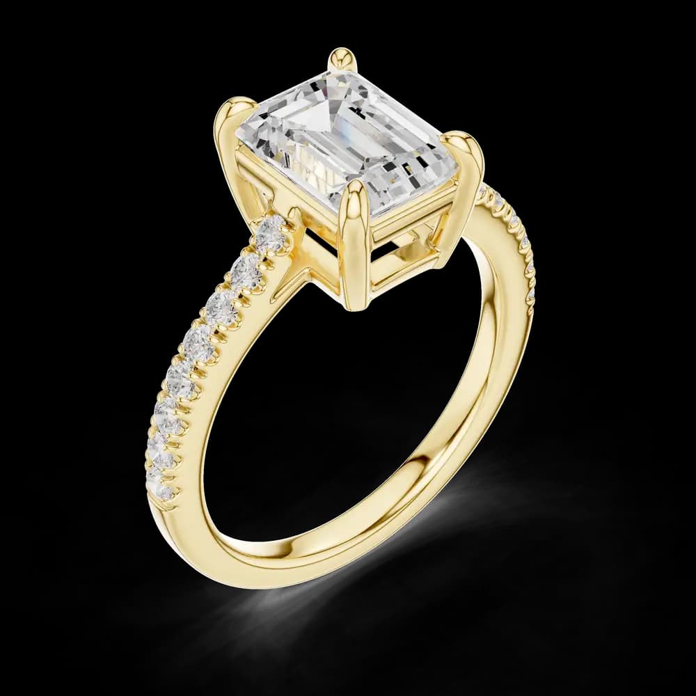 Emerald Cut Accent Lab Grown Diamond Ring - Image 5 Emerald Cut Accent Lab Grown Diamond Ring, view 5 of 6