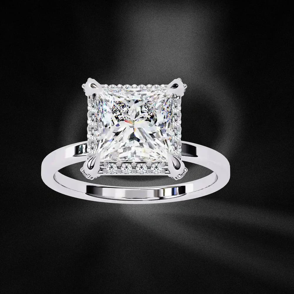 Timeless Princess Cut Halo & Hidden Halo Lab Grown Diamond Ring - Image 3 Timeless Princess Cut Halo & Hidden Halo Lab Grown Diamond Ring, view 3 of 12