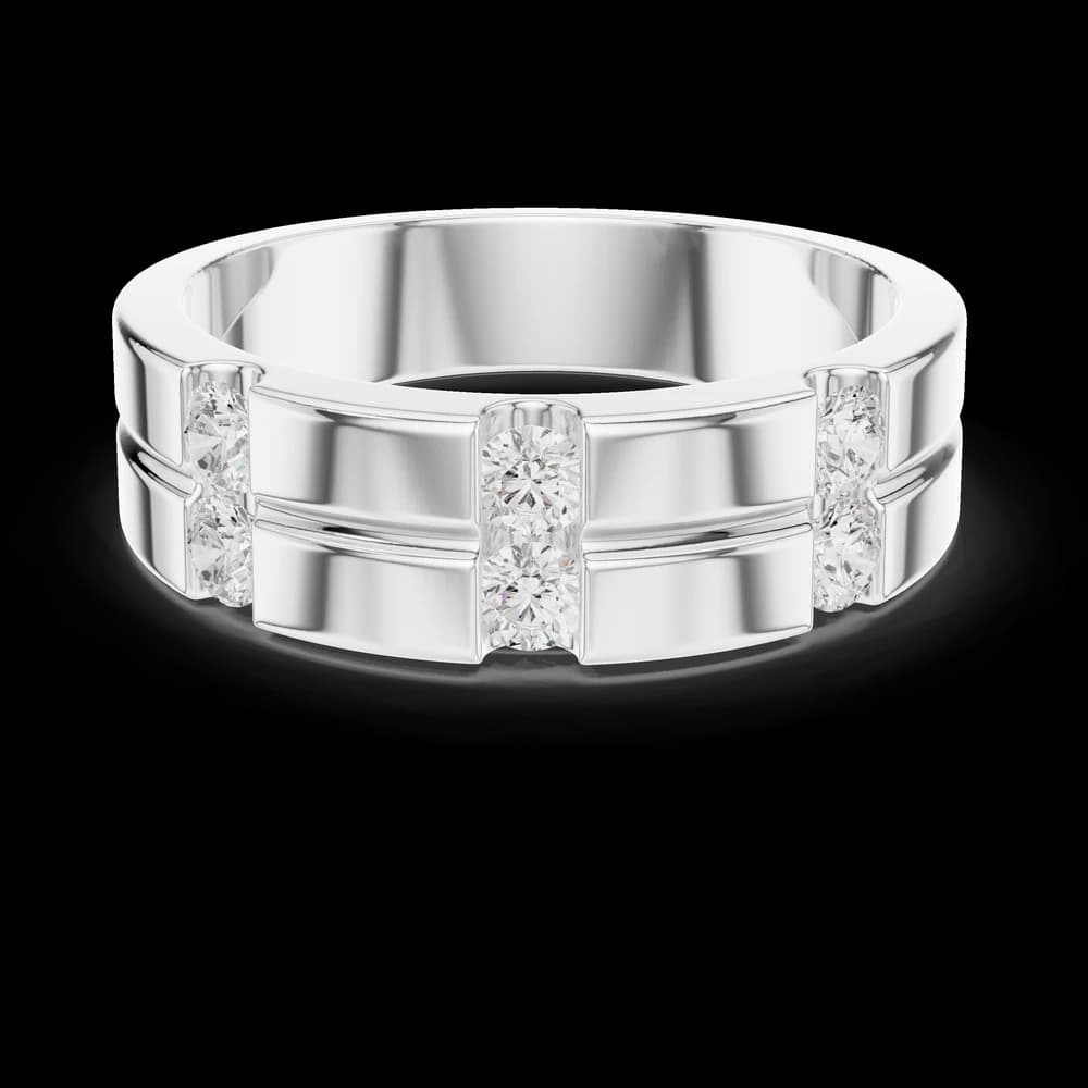 Two-Row Channel Set Diamond Men's Band - Image 2 Two-Row Channel Set Diamond Men's Band, view 2 of 6