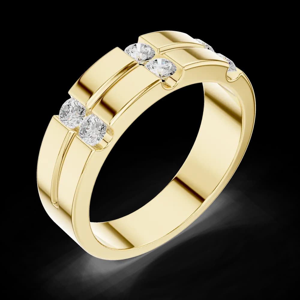 Two-Row Channel Set Diamond Men's Band - Image 5 Two-Row Channel Set Diamond Men's Band, view 5 of 6