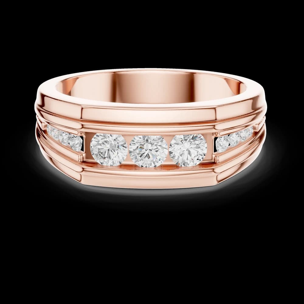 Men's Three-Stone Center Channel Diamond Ring - Image 1 Men's Three-Stone Center Channel Diamond Ring, view 1 of 6