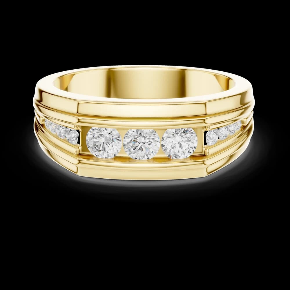 Men's Three-Stone Center Channel Diamond Ring - Image 3 Men's Three-Stone Center Channel Diamond Ring, view 3 of 6